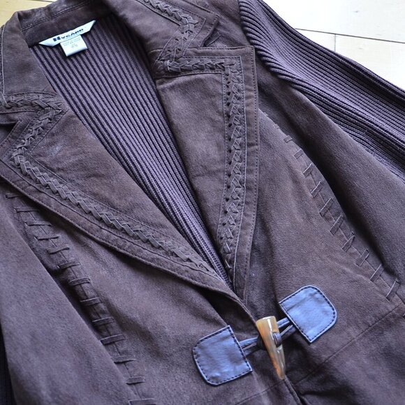 Nygard Brown Suede Leather Boho Horn Toggle Closure Jacket Size M 10-12 - Picture 6 of 13